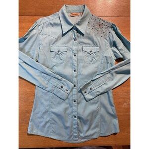 Wrangler Light Blue Embellished Blouse
